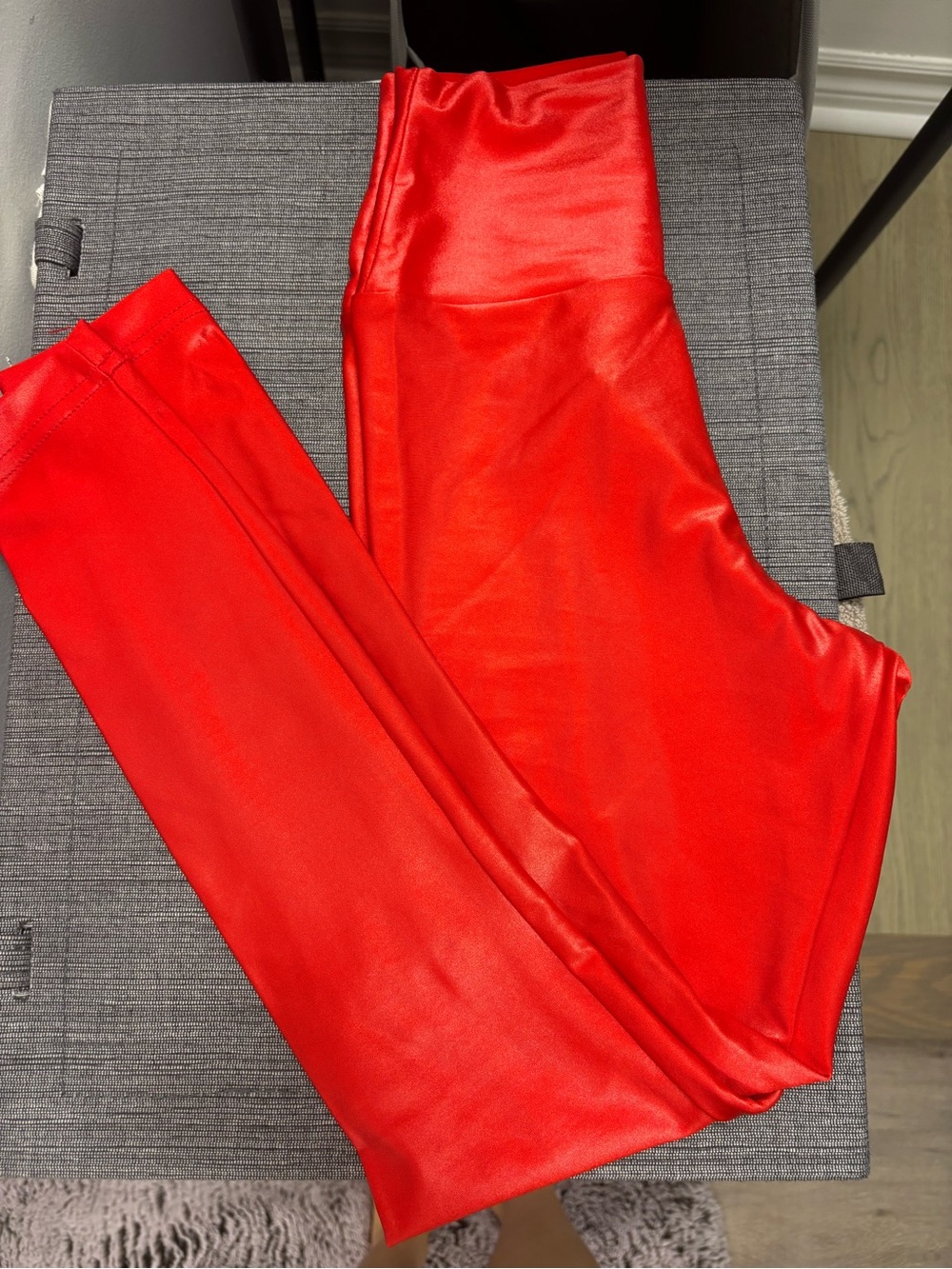 American Apparel- Red Satin-Look Leggings- XS
